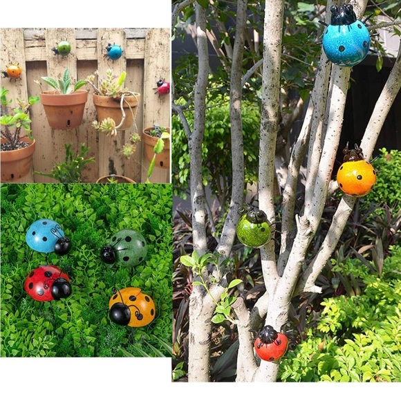 Ladybugs Outdoor Wall Decor, 3D Metal Wall Art Spring Decor - Picture 4 of 6